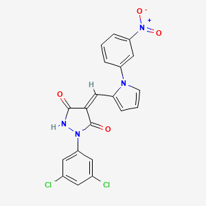 molecular formula C20H12Cl2N4O4 B3536230 1-(3,5-dichlorophenyl)-4-{[1-(3-nitrophenyl)-1H-pyrrol-2-yl]methylene}-3,5-pyrazolidinedione 