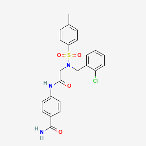 molecular formula C23H22ClN3O4S B3536247 4-({N-(2-chlorobenzyl)-N-[(4-methylphenyl)sulfonyl]glycyl}amino)benzamide 