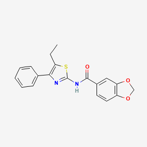 molecular formula C19H16N2O3S B3536257 N-(5-ethyl-4-phenyl-1,3-thiazol-2-yl)-1,3-benzodioxole-5-carboxamide 