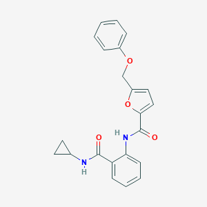 molecular formula C22H20N2O4 B353626 N-{2-[(cyclopropylamino)carbonyl]phenyl}-5-(phenoxymethyl)-2-furamide CAS No. 924830-45-5