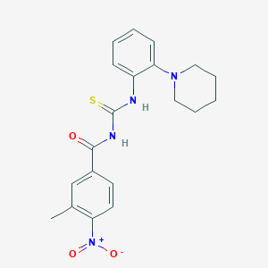 molecular formula C20H22N4O3S B3536280 3-methyl-4-nitro-N-({[2-(1-piperidinyl)phenyl]amino}carbonothioyl)benzamide 