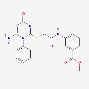 molecular formula C20H18N4O4S B3536289 methyl 3-({[(6-amino-4-oxo-1-phenyl-1,4-dihydro-2-pyrimidinyl)thio]acetyl}amino)benzoate 