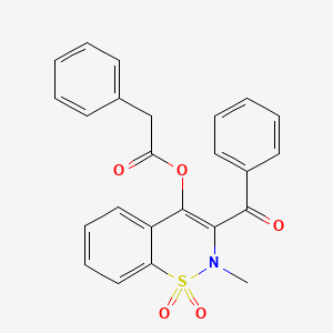 molecular formula C24H19NO5S B3536299 3-benzoyl-2-methyl-1,1-dioxido-2H-1,2-benzothiazin-4-yl phenylacetate 