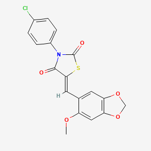 molecular formula C18H12ClNO5S B3536307 3-(4-chlorophenyl)-5-[(6-methoxy-1,3-benzodioxol-5-yl)methylene]-1,3-thiazolidine-2,4-dione 