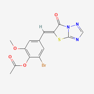 molecular formula C14H10BrN3O4S B3536353 2-bromo-6-methoxy-4-[(6-oxo[1,3]thiazolo[3,2-b][1,2,4]triazol-5(6H)-ylidene)methyl]phenyl acetate 