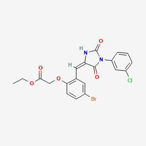 molecular formula C20H16BrClN2O5 B3536383 ethyl (4-bromo-2-{[1-(3-chlorophenyl)-2,5-dioxo-4-imidazolidinylidene]methyl}phenoxy)acetate 