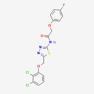 molecular formula C17H12Cl2FN3O3S B3536391 N-{5-[(2,3-dichlorophenoxy)methyl]-1,3,4-thiadiazol-2-yl}-2-(4-fluorophenoxy)acetamide 