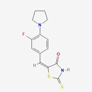 molecular formula C14H13FN2OS2 B3536435 5-[3-fluoro-4-(1-pyrrolidinyl)benzylidene]-2-thioxo-1,3-thiazolidin-4-one 