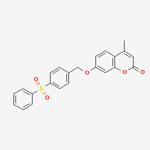 molecular formula C23H18O5S B3536445 4-methyl-7-{[4-(phenylsulfonyl)benzyl]oxy}-2H-chromen-2-one 