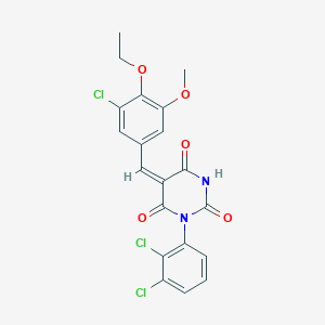 molecular formula C20H15Cl3N2O5 B3536452 5-(3-chloro-4-ethoxy-5-methoxybenzylidene)-1-(2,3-dichlorophenyl)-2,4,6(1H,3H,5H)-pyrimidinetrione 