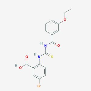 molecular formula C17H15BrN2O4S B3536460 5-bromo-2-({[(3-ethoxybenzoyl)amino]carbonothioyl}amino)benzoic acid 