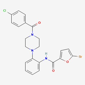 molecular formula C22H19BrClN3O3 B3536461 5-bromo-N-{2-[4-(4-chlorobenzoyl)-1-piperazinyl]phenyl}-2-furamide 