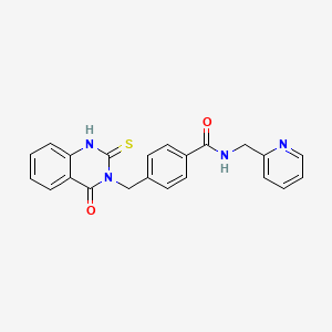 molecular formula C22H18N4O2S B3536468 4-[(4-oxo-2-thioxo-1,4-dihydro-3(2H)-quinazolinyl)methyl]-N-(2-pyridinylmethyl)benzamide 