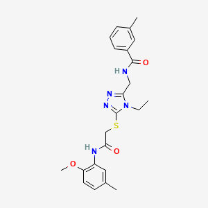 molecular formula C23H27N5O3S B3536494 N-{[4-ethyl-5-({2-[(2-methoxy-5-methylphenyl)amino]-2-oxoethyl}thio)-4H-1,2,4-triazol-3-yl]methyl}-3-methylbenzamide 