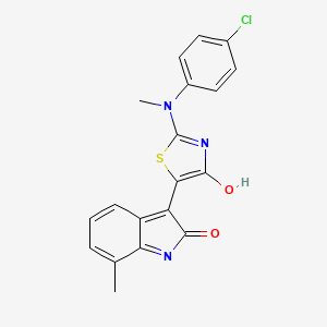 molecular formula C19H14ClN3O2S B3536506 3-[2-[(4-chlorophenyl)(methyl)amino]-4-oxo-1,3-thiazol-5(4H)-ylidene]-7-methyl-1,3-dihydro-2H-indol-2-one 