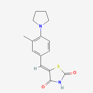 molecular formula C15H16N2O2S B3536510 5-[3-methyl-4-(1-pyrrolidinyl)benzylidene]-1,3-thiazolidine-2,4-dione 