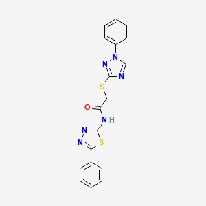 molecular formula C18H14N6OS2 B3536519 N-(5-phenyl-1,3,4-thiadiazol-2-yl)-2-[(1-phenyl-1H-1,2,4-triazol-3-yl)thio]acetamide 