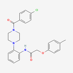 molecular formula C26H26ClN3O3 B3536537 N-{2-[4-(4-chlorobenzoyl)-1-piperazinyl]phenyl}-2-(4-methylphenoxy)acetamide 