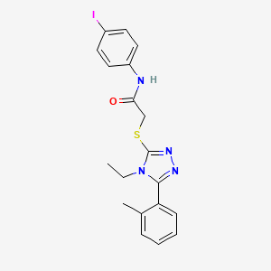 molecular formula C19H19IN4OS B3536555 2-{[4-ethyl-5-(2-methylphenyl)-4H-1,2,4-triazol-3-yl]thio}-N-(4-iodophenyl)acetamide 