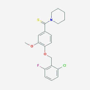 molecular formula C20H21ClFNO2S B3536560 1-({4-[(2-chloro-6-fluorobenzyl)oxy]-3-methoxyphenyl}carbonothioyl)piperidine 
