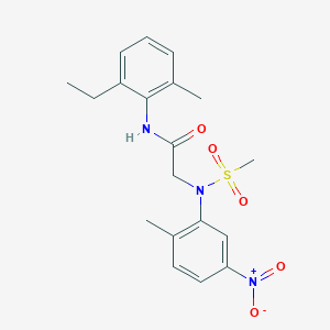 molecular formula C19H23N3O5S B3536566 N~1~-(2-ethyl-6-methylphenyl)-N~2~-(2-methyl-5-nitrophenyl)-N~2~-(methylsulfonyl)glycinamide 