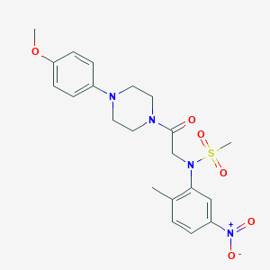 molecular formula C21H26N4O6S B3536589 N-{2-[4-(4-methoxyphenyl)-1-piperazinyl]-2-oxoethyl}-N-(2-methyl-5-nitrophenyl)methanesulfonamide 