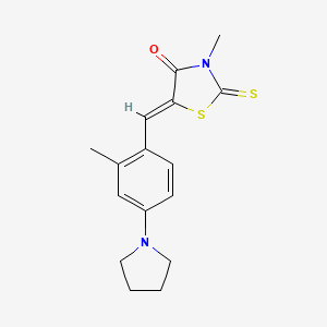 molecular formula C16H18N2OS2 B3536592 3-methyl-5-[2-methyl-4-(1-pyrrolidinyl)benzylidene]-2-thioxo-1,3-thiazolidin-4-one 