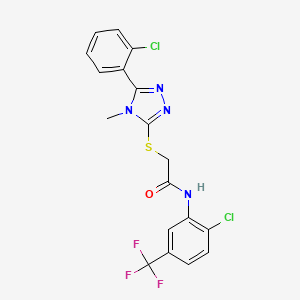 molecular formula C18H13Cl2F3N4OS B3536599 2-{[5-(2-chlorophenyl)-4-methyl-4H-1,2,4-triazol-3-yl]thio}-N-[2-chloro-5-(trifluoromethyl)phenyl]acetamide 