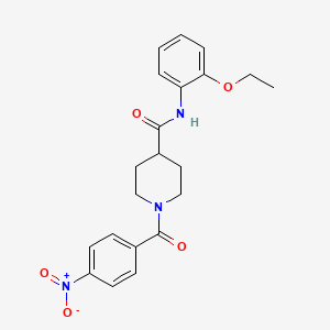 molecular formula C21H23N3O5 B3536602 N-(2-ethoxyphenyl)-1-(4-nitrobenzoyl)-4-piperidinecarboxamide 