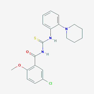 molecular formula C20H22ClN3O2S B3536622 5-chloro-2-methoxy-N-({[2-(1-piperidinyl)phenyl]amino}carbonothioyl)benzamide 