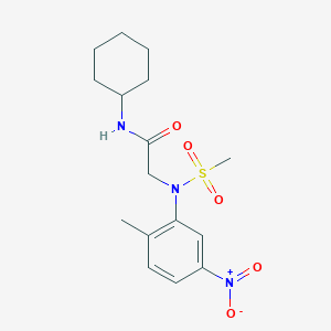 molecular formula C16H23N3O5S B3536660 N~1~-cyclohexyl-N~2~-(2-methyl-5-nitrophenyl)-N~2~-(methylsulfonyl)glycinamide 