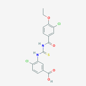 molecular formula C17H14Cl2N2O4S B3536690 4-chloro-3-({[(3-chloro-4-ethoxybenzoyl)amino]carbonothioyl}amino)benzoic acid 