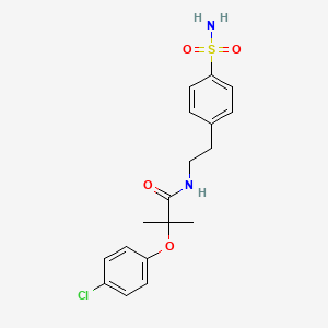 molecular formula C18H21ClN2O4S B3536703 N-{2-[4-(aminosulfonyl)phenyl]ethyl}-2-(4-chlorophenoxy)-2-methylpropanamide 