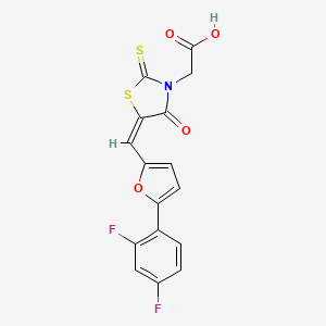 molecular formula C16H9F2NO4S2 B3536715 (5-{[5-(2,4-difluorophenyl)-2-furyl]methylene}-4-oxo-2-thioxo-1,3-thiazolidin-3-yl)acetic acid 