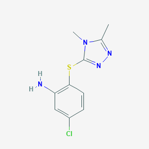 molecular formula C10H11ClN4S B353674 {5-氯-2-[(4,5-二甲基-4H-1,2,4-三唑-3-基)硫代]苯基}胺 CAS No. 893778-98-8