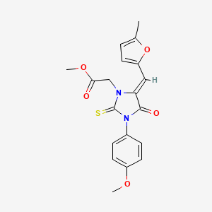 molecular formula C19H18N2O5S B3536743 methyl {3-(4-methoxyphenyl)-5-[(5-methyl-2-furyl)methylene]-4-oxo-2-thioxo-1-imidazolidinyl}acetate 