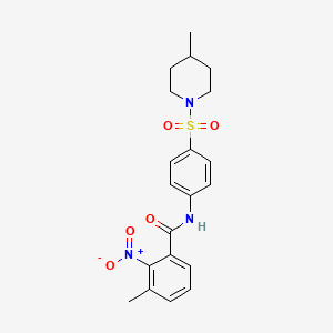 molecular formula C20H23N3O5S B3536749 3-methyl-N-{4-[(4-methyl-1-piperidinyl)sulfonyl]phenyl}-2-nitrobenzamide 
