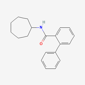 molecular formula C20H23NO B3536803 N-cycloheptyl-2-biphenylcarboxamide 