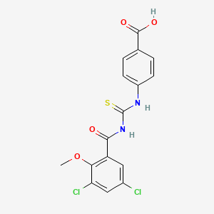 molecular formula C16H12Cl2N2O4S B3536816 4-({[(3,5-dichloro-2-methoxybenzoyl)amino]carbonothioyl}amino)benzoic acid 