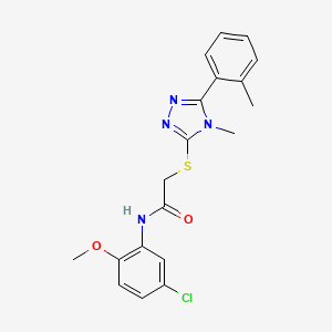 molecular formula C19H19ClN4O2S B3536844 N-(5-chloro-2-methoxyphenyl)-2-{[4-methyl-5-(2-methylphenyl)-4H-1,2,4-triazol-3-yl]thio}acetamide 