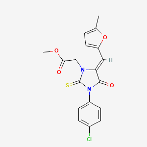 molecular formula C18H15ClN2O4S B3536861 methyl {3-(4-chlorophenyl)-5-[(5-methyl-2-furyl)methylene]-4-oxo-2-thioxo-1-imidazolidinyl}acetate 
