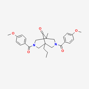 molecular formula C27H32N2O5 B3536876 3,7-bis(4-methoxybenzoyl)-1-methyl-5-propyl-3,7-diazabicyclo[3.3.1]nonan-9-one 