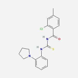 molecular formula C19H20ClN3OS B3536888 2-chloro-4-methyl-N-({[2-(1-pyrrolidinyl)phenyl]amino}carbonothioyl)benzamide 