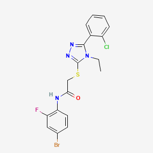 molecular formula C18H15BrClFN4OS B3536954 N-(4-bromo-2-fluorophenyl)-2-{[5-(2-chlorophenyl)-4-ethyl-4H-1,2,4-triazol-3-yl]thio}acetamide 