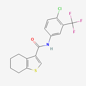 molecular formula C16H13ClF3NOS B3536959 N-[4-chloro-3-(trifluoromethyl)phenyl]-4,5,6,7-tetrahydro-1-benzothiophene-3-carboxamide 