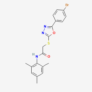 molecular formula C19H18BrN3O2S B3536977 2-{[5-(4-bromophenyl)-1,3,4-oxadiazol-2-yl]thio}-N-mesitylacetamide 