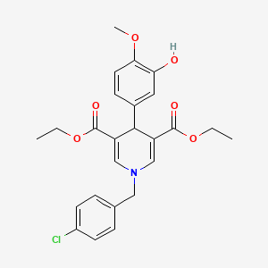 molecular formula C25H26ClNO6 B3536989 diethyl 1-(4-chlorobenzyl)-4-(3-hydroxy-4-methoxyphenyl)-1,4-dihydro-3,5-pyridinedicarboxylate 