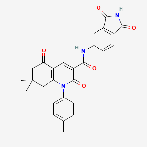 molecular formula C27H23N3O5 B3536993 N-(1,3-dioxo-2,3-dihydro-1H-isoindol-5-yl)-7,7-dimethyl-1-(4-methylphenyl)-2,5-dioxo-1,2,5,6,7,8-hexahydro-3-quinolinecarboxamide 