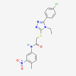 molecular formula C19H18ClN5O3S B3536996 2-{[5-(4-chlorophenyl)-4-ethyl-4H-1,2,4-triazol-3-yl]thio}-N-(4-methyl-3-nitrophenyl)acetamide 