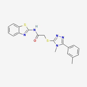 molecular formula C19H17N5OS2 B3537007 N-1,3-benzothiazol-2-yl-2-{[4-methyl-5-(3-methylphenyl)-4H-1,2,4-triazol-3-yl]thio}acetamide 